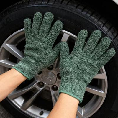 Microfiber Dusting & Cleaning Gloves - Strong Absorption, Half Velour Coral Fleece, Warm for Car Wash & Home Tasks