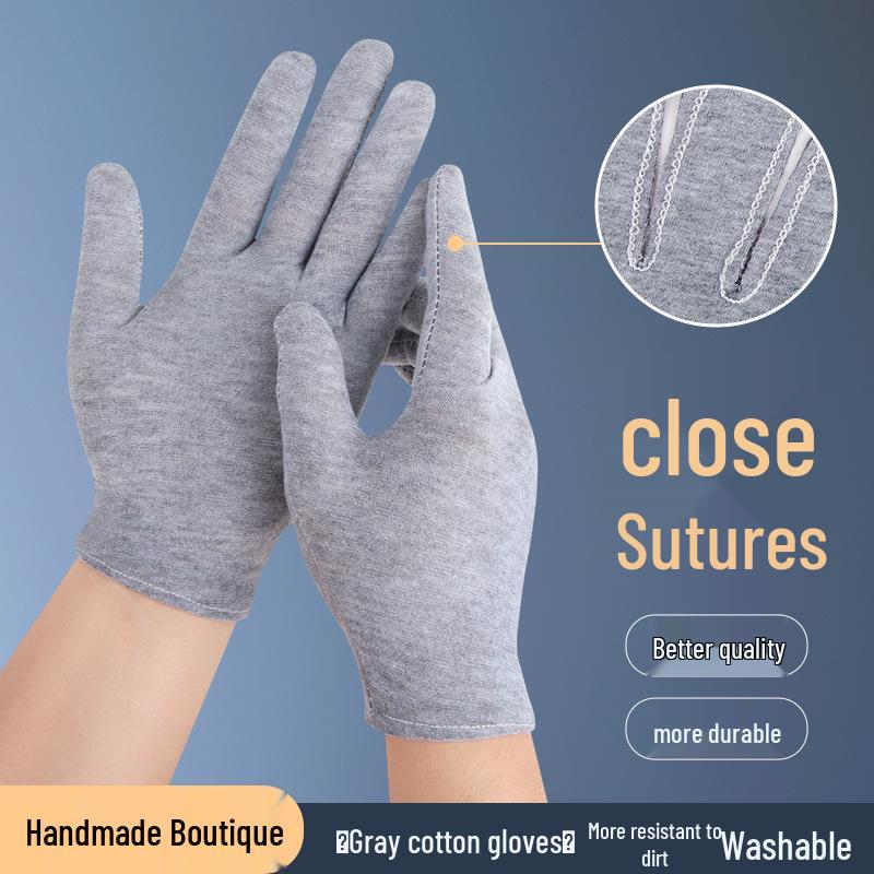 Breathable Gray Cotton Gloves – Unisex Summer Style for Chores, Driving, and Cycling with Sun Protection and Sweat-Wicking Fabric