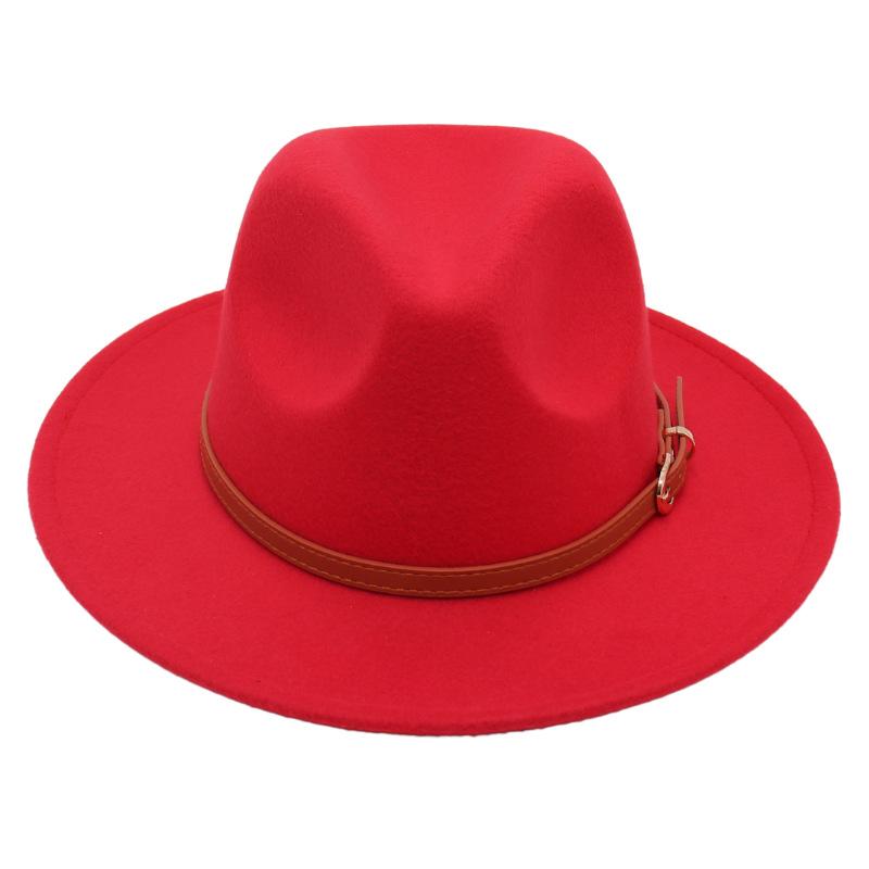 Boucle de ceinture simple chapeau haut de forme pour enfants Chapeau en feutre Parent-Enfant Décontracté Chapeau en laine Chapeau Jazz Classique Pour Hommes Et Femmes