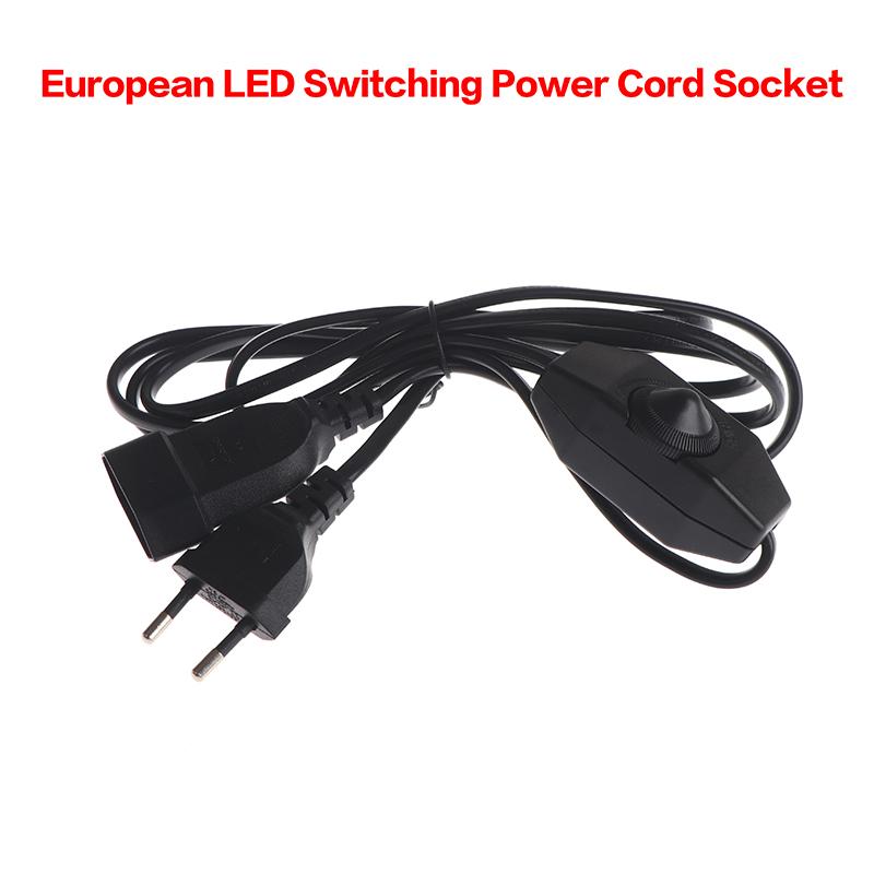 

1Pc European Led Switching Power Cord Socket 2-Pin Flat Eu Plug Male To Female Silent Led Dimmer Switch Power Cord чорний