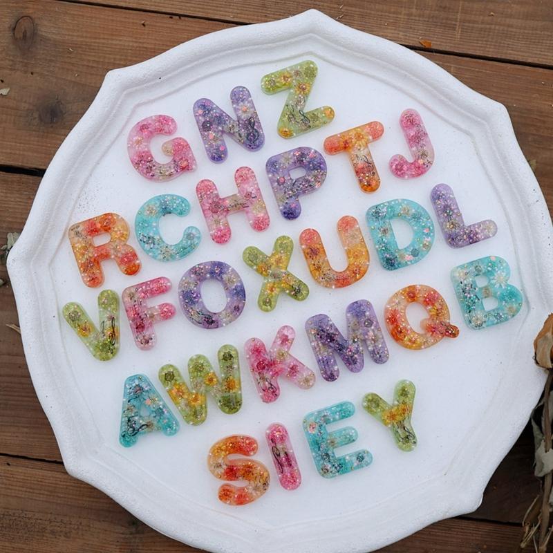 Glänzende Englische Alphabet Ohrringe Silikon Epoxidharz Form DIY Schlüsselanhänger Anhänger Schmuck für Gepäckanhänger Tasche Zubehör