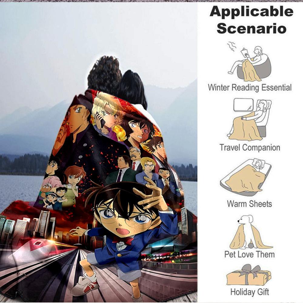 1pz Coperta Morbida e Calda in Flanella Detective Conan, Coperta Plaid Multiuso per Divano, Poltrona, Ufficio, Letto, Campeggio, Viaggio