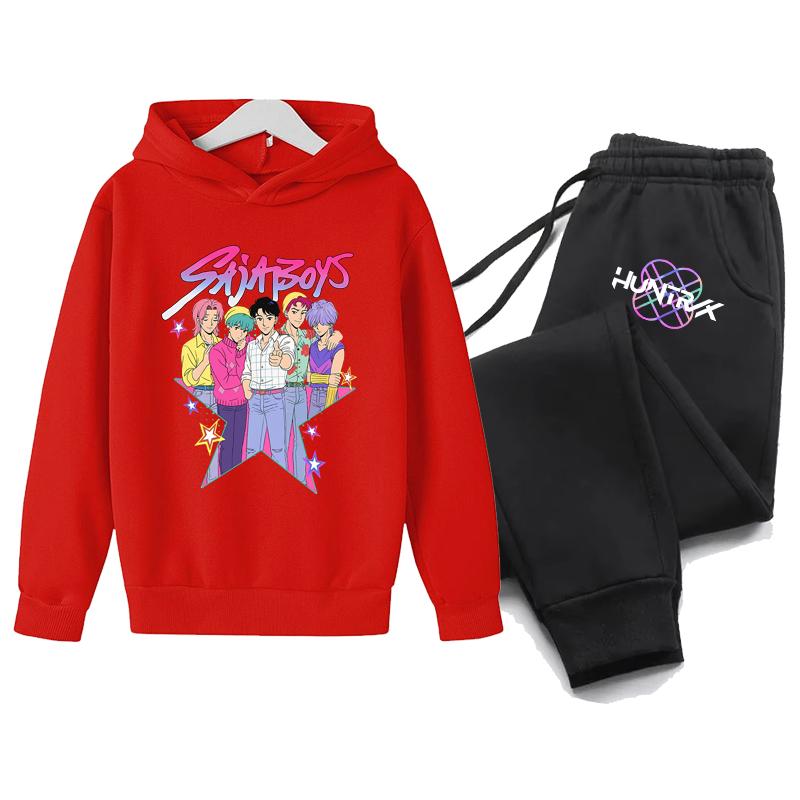 Y2K Hoodies+Hosen Sportsets KPop Dämonenjäger Koreanischer Stil Kinder Kapuzenanzug KPop Dämonenjäger Bedruckte Kinderbekleidung
