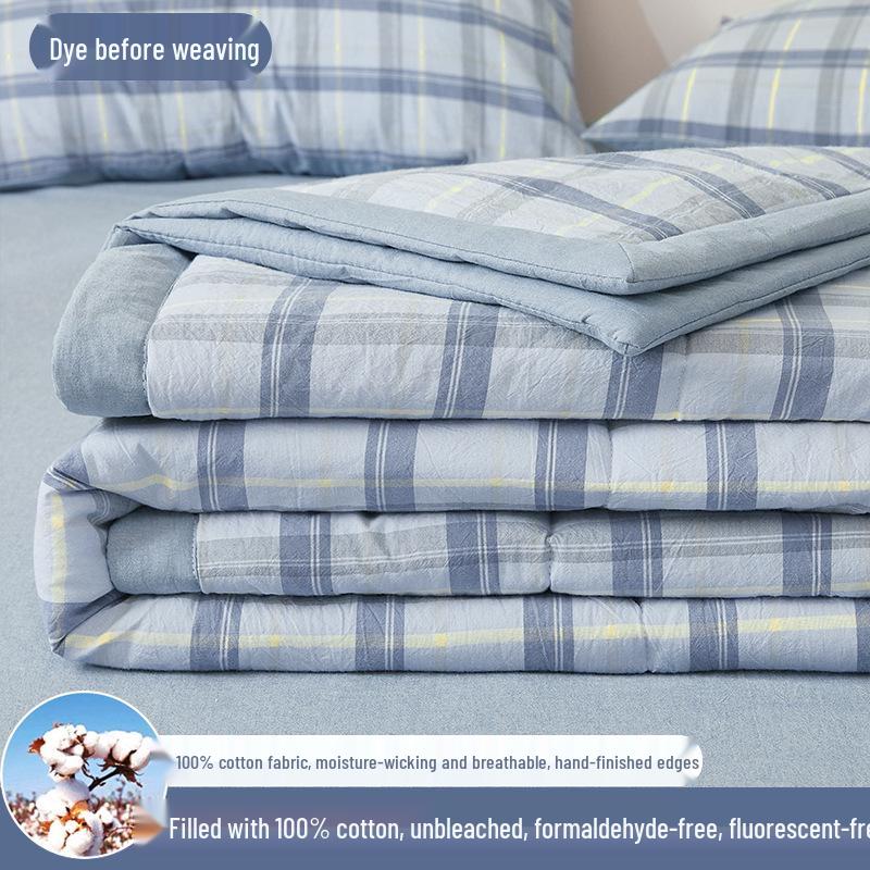 Inside and Out All-Cotton Quilt - 100% Pure Xinjiang Cotton Summer Air Conditioner Quilt for Single or Double Person