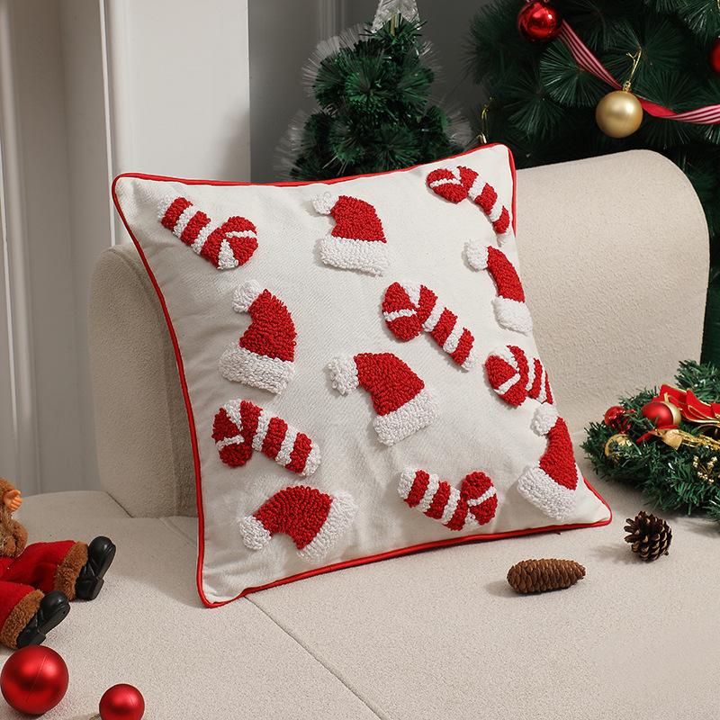 Modern Simple Christmas Tufted Pillow Cover, Loop Velvet Piping Three-dimensional Pillow Cover, Pillow Cover