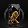 Golden Lion tempered glass phone case suitable for Samsung Galaxy S26 S25 S24 S23 S22 S20 FE/Ultra/Plus anti drop back cover