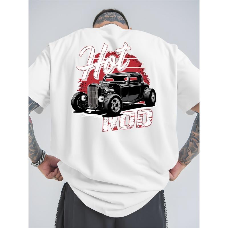 European sizes Hot Rod Summer Outdoor Sports And Casual Large-Size Short-Sleeved T-Shirts | Men'S Trendy Fashion Prints, Loose Base Shirts