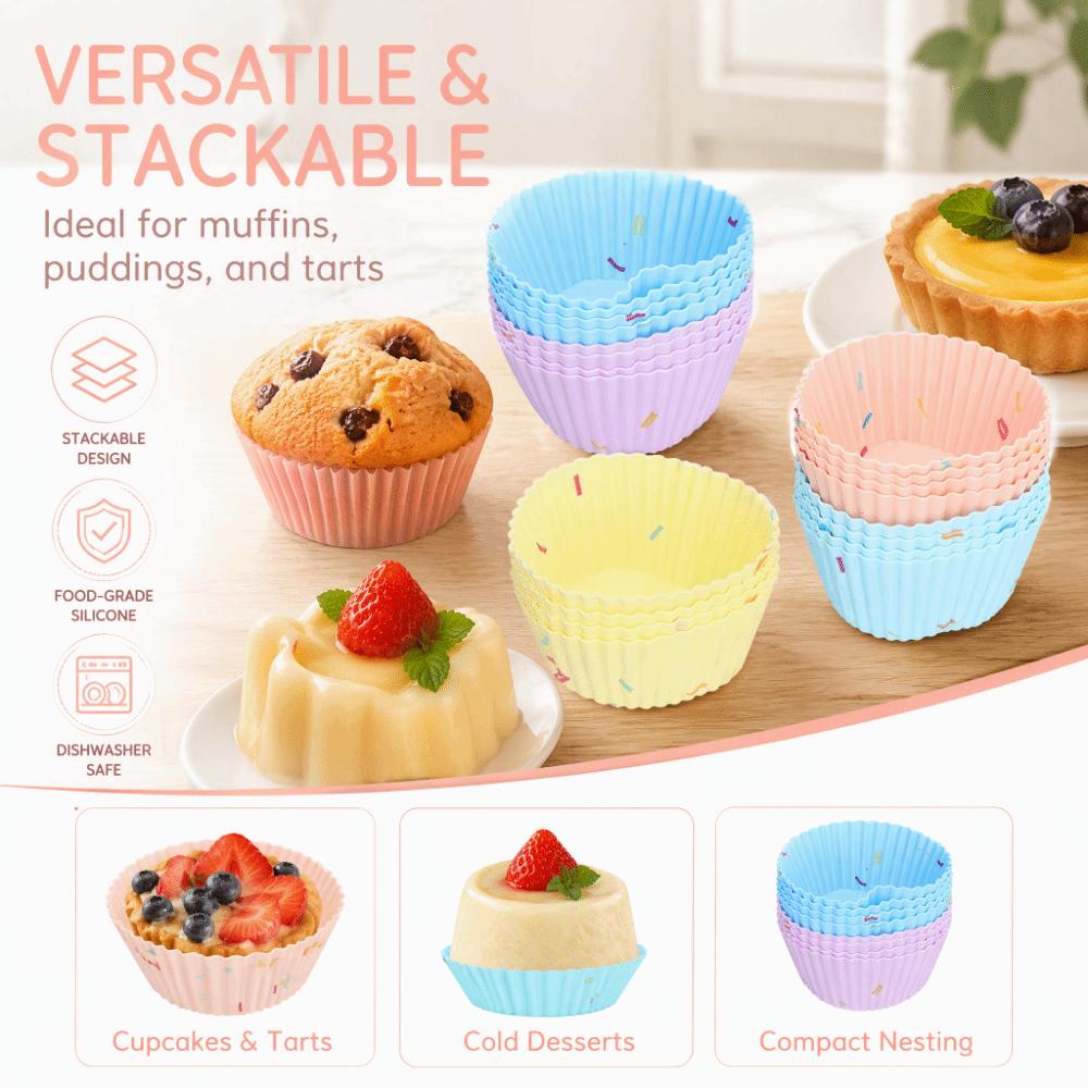 20PCS Nonstick Silicone Baking Cups High Low Temperature Resistant Tart Mold  Cake Baking