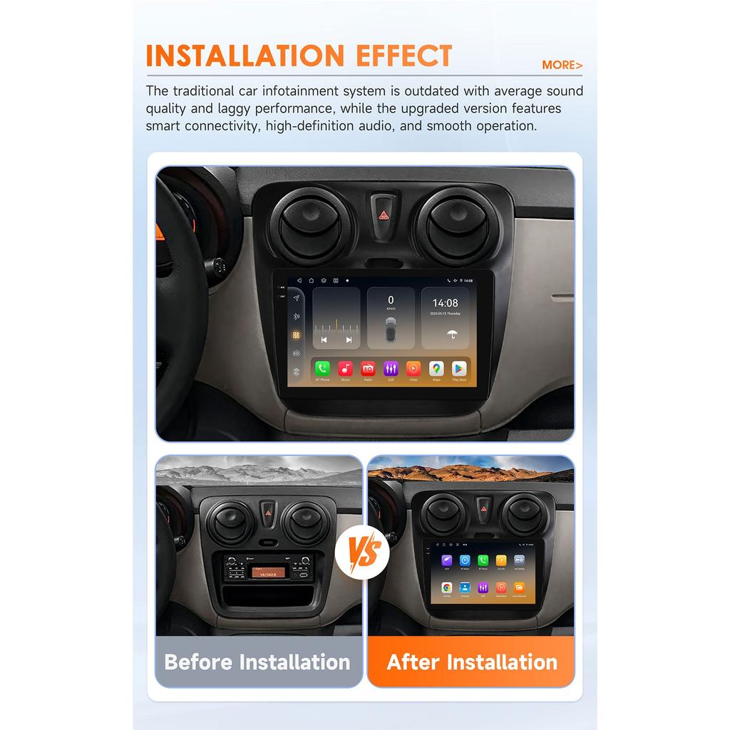 OSSURET Head Unit Navigation GPS Android for Renault Dokker/Lodgy Dacia 2012-2021 Snapdragon AI Car Radio Multimedia Player Android Auto Carplay