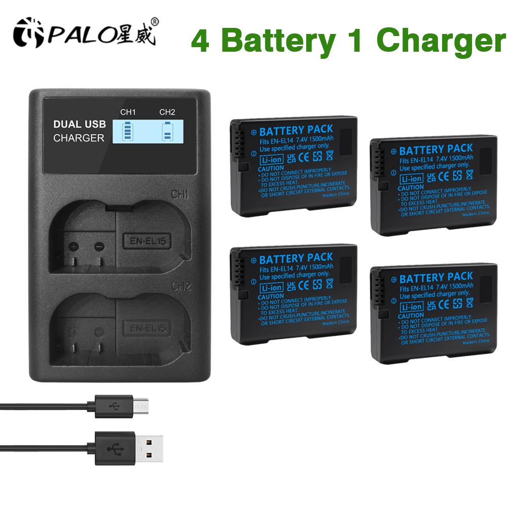 EN-EL14 EN EL14 EN-EL14a Battery +LCD Dual Charger for Nikon P7800 P7100 D3400 D5500 D5300 D5200 D3200 D3300 MH-24 D5600 D8000