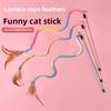 Farbverlauf Laternenseil Feder Katzenspielzeug, Katzenreizstab Interaktives Spielzeug, Katzen Stressabbau Stab Interaktives Spielzeug