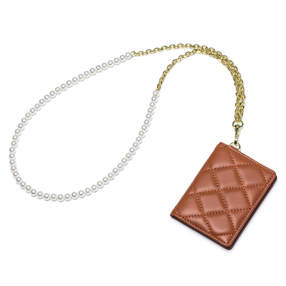 

Портативный легкий и тонкий чехол для пропуска на работу на шею, ID-сумка, складная визитница из овчины, женская сумка для бейджа. кофейный