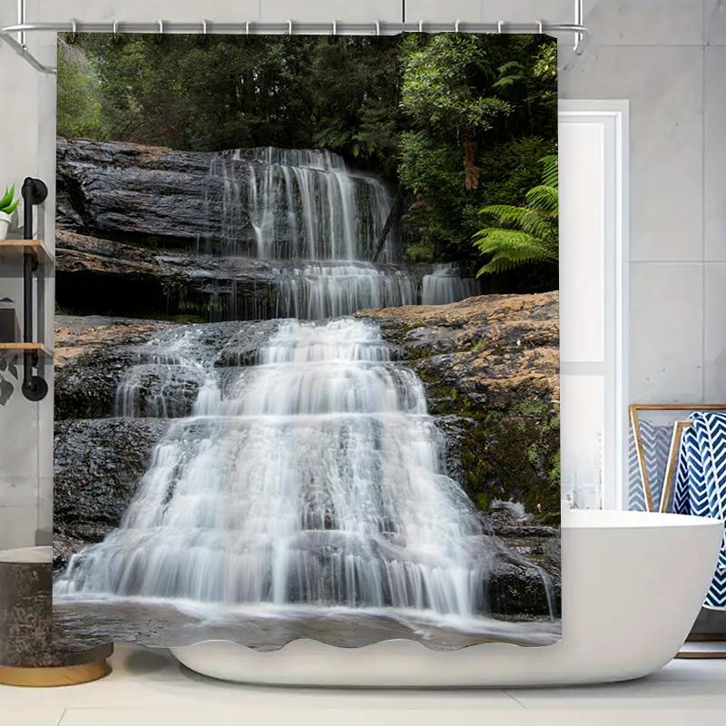 

Natural Cascade Shower Curtain Waterproof Fabric Design For Bathroom Decorations High-Quality Print For Home Improvement Project W60H190(CM)-1 Pcs