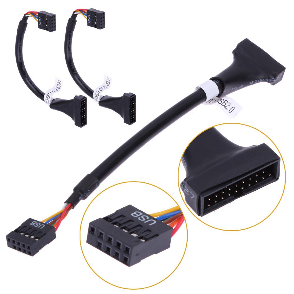 20 Pin Jack for USB Male To  2.0 9 Pin Female Splitter Adapter Cable Wire Converter for Microphone Device Connected Tools