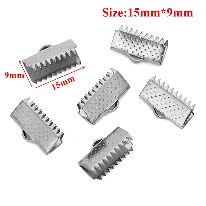 20pcs Crimp Beads Cord End Caps Cove Clasps String Ribbon Leather Clips Foldover Connectors for DIY Jewelry Findings Supplies