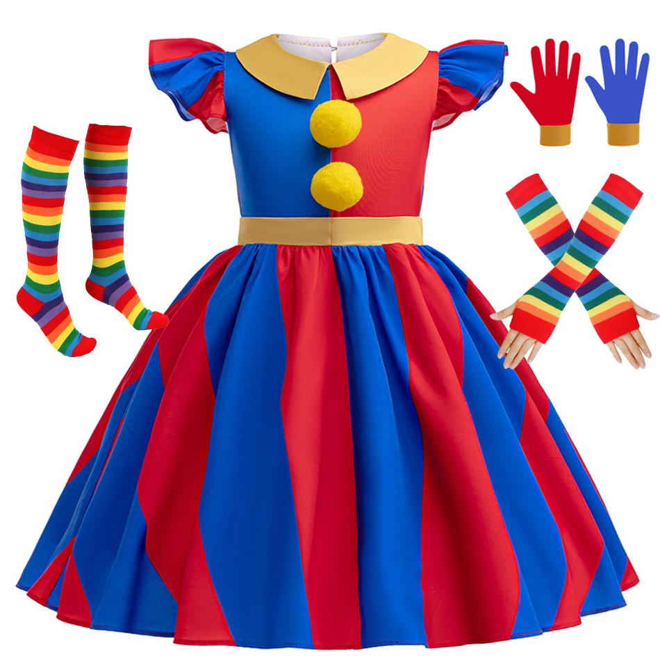 Het Geweldige Digitale Circus Cosplay Kostuum Kinderjurk Halloween Circus Pomni Verjaardagsfeestjurk Baby Meisjes Jurk 3-10 Jaar 5-6T (Tag 130) blue