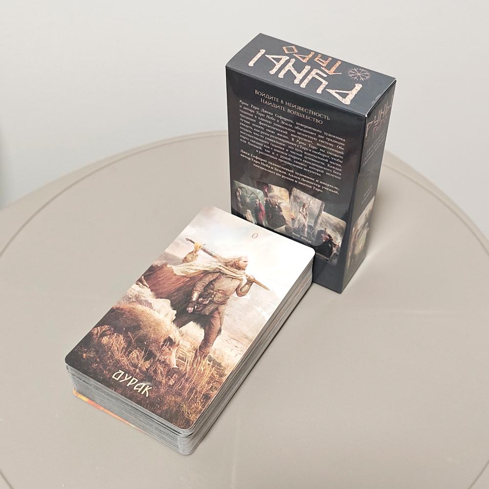 Runisches Tarot-Deck 10,3*6cm in russischer Sprache 78 Stück Tarotkarten basierend auf den Göttern und der Mythologie der nordischen Länder