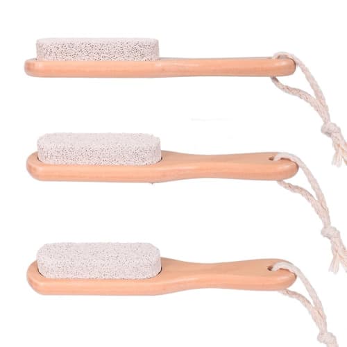 Wooden Handle Pumice Brush, Natural Stone Foot Scrub Tool, Durable and Attractive, Good for Foot Skin
