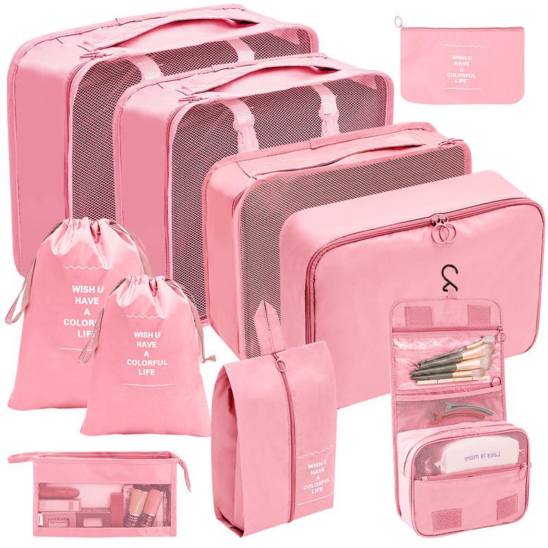 Travel Storage Set: Foldable Toiletry, Makeup, Clothes, Shoes, Digital Accessories, and Drawstring Luggage Bags.