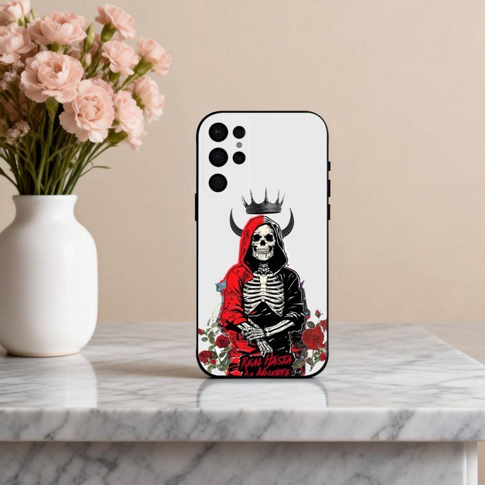 S-Santa M-Muerte P-Druck Handyhülle Für Samsung S25,24,23,22,30,21,10,9,Ultra,Plus,Lite,FE,4,5 G Weiche Schwarze Hülle
