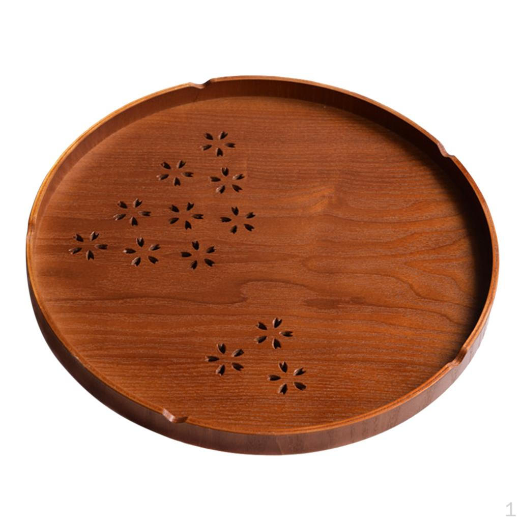 Round Wood Serving Tray Tea Plate Cafe Dinning Room Tableware tea--27cm