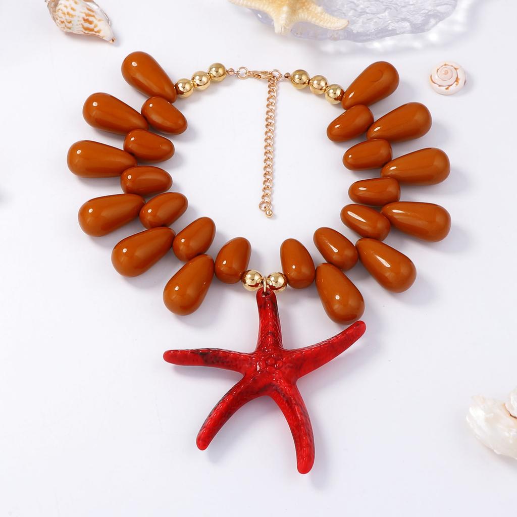 Ocean Leisure Vacation Style Colorful Exaggerated Starfish Pendant Necklace