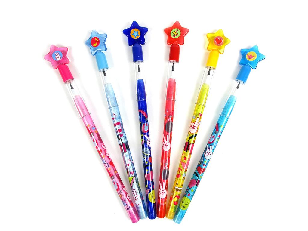 Tiny Mills Music Stackable Push Pencil Set with Erasers Perfect for Birthday and As a Reward 24-Piece Multi-Point - Parties, Gifts, Carnivals,