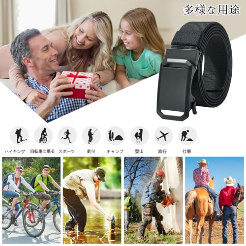 LionVII Men's Stretchable Belt - Auto-Lock Nylon Belt for Work, Sports, Hiking, Golf - Outdoor Belt for Workwear, Stretchy, No Holes, Stepless Adjustm