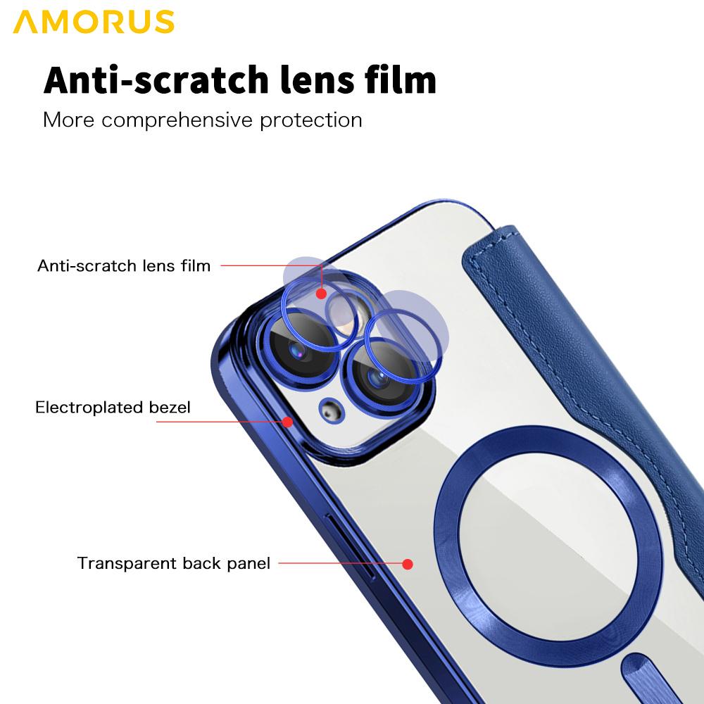 For iPhone 15 Plus Case Compatible with MagSafe RFID Blocking Card Holder Leather Phone Cover