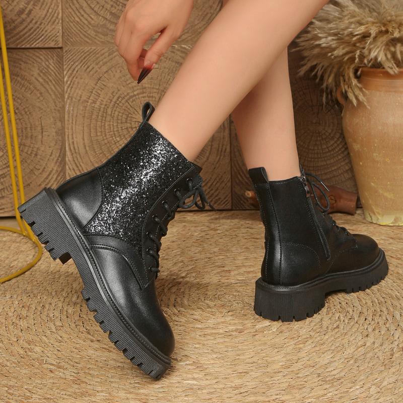 Winter Thick Bottom Boots Female Warm Thickened Short Boots Waterproof Soft Leather Cotton Flat Shoes Snow Boots Women 42