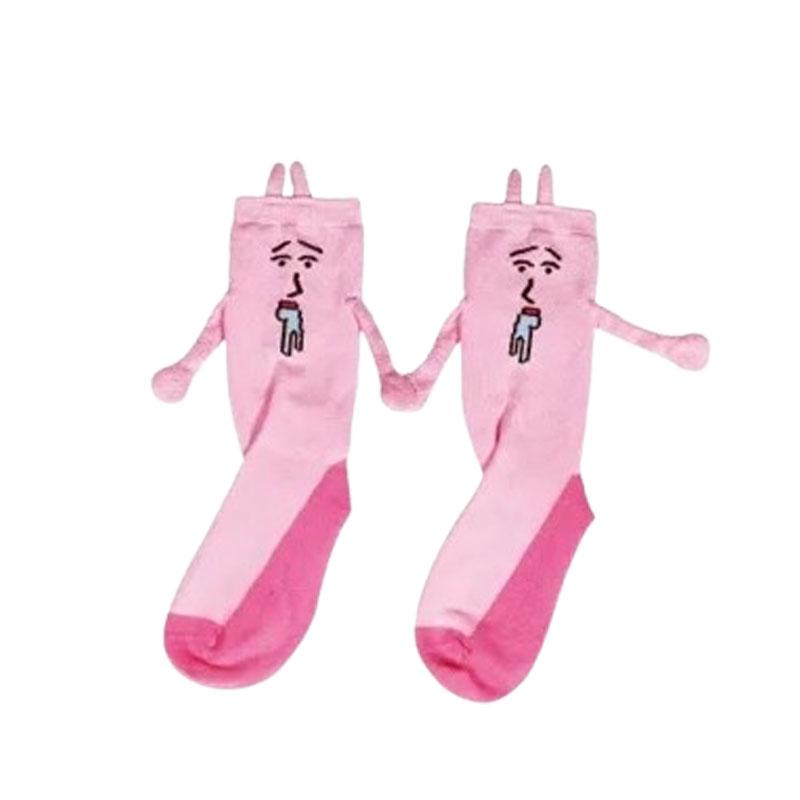1-5Pairs Pink Bunny Magnetic Couple Socks Thin Mid Calf AutumnWinter Cute Hand Holding Anime Maternity WomenWarm Cozy Socks Gift