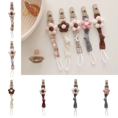 Baby Nipple Chain Cotton Pacifier Clip Adjustment Length Baby Pacifier Holder Flower Pattern Newborns Pacifier Holder