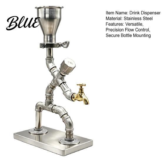Metal Wine Accessory Vintage Industrial Dispenser Pipe Liquor Dispenser with Brass Tap Countertop Unique Spirit Whiskey Vodka Stand Home