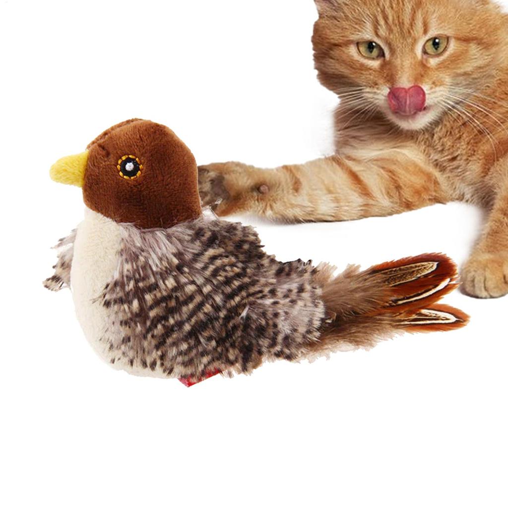 Cat Interactive Toys Catnip Electric Pat Bird Dog Cats Touch-Activated Squeaky Pet Plush Toy
