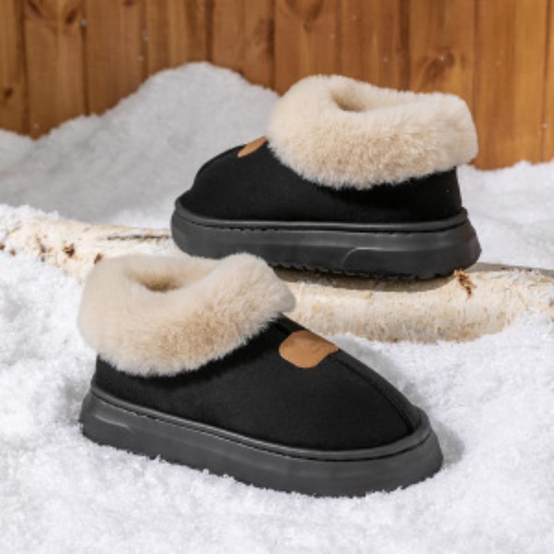 Plush Heel Shoes for Women, Thick-soled Fleece, Anti-slip, and Cute Couple Cotton Shoes for Home Use