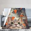 Space Flying Pizza Cat Art Collage Wool Blankets Surrealism Art Funny Throw Blanket for Quilt 200x150cm Warm