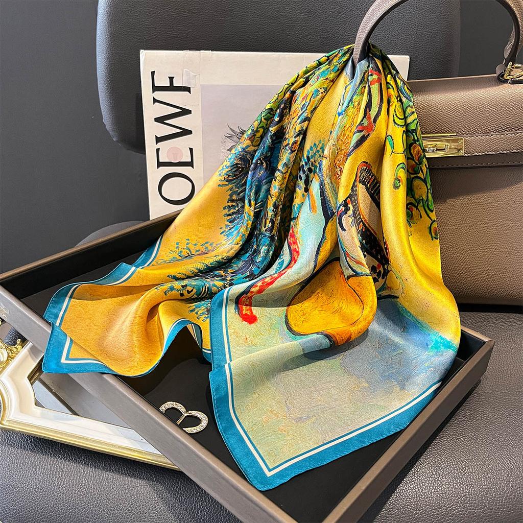 100% Pure Silk Scarf Women Hairband Foulard Square Female Luxury Fashion Hair Neckerchief Lady Shawl Wraps Hijab Bandana Scarves