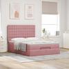 Ottoman Bed with Mattress Pink 140x190 Cm Velvet
