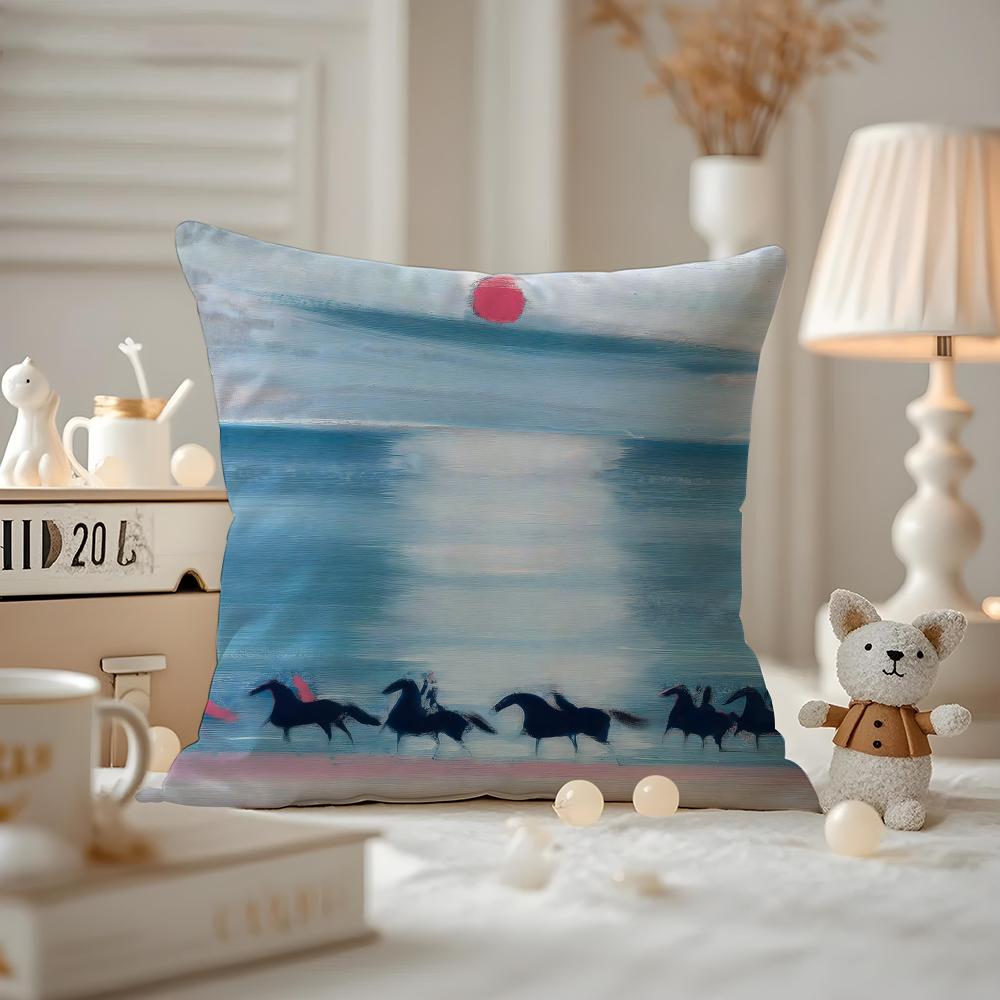 The Art Of Taking Dreams As Horses Cushion Cover Pattern Printed Pillowcase For Living Room Sofa Cushion Cover & Bedroom Decor