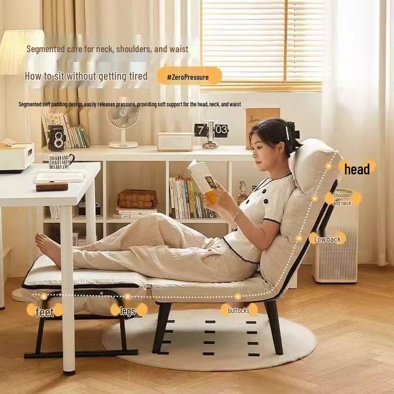 Dual-Use Reclining Office Chair: Foldable Nap Bed/Sofa Seat with Adjustable Backrest