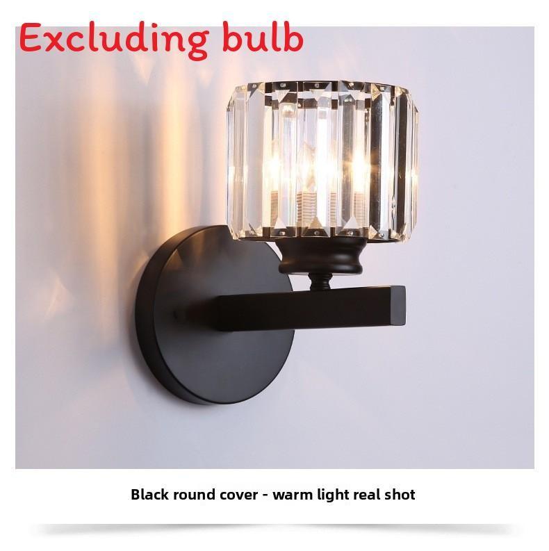 

Modern Square And Circular Crystal Wall Lamps For Living Room And Bedroom Decor BlackRound
