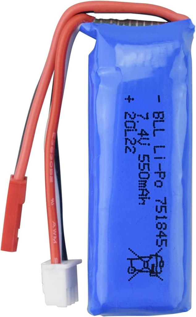 7.4V 550mAh 751845 Lithium Battery for Wltoys K969 K979 K989 K999 P929 P939 | High Capacity, Long Runtime | Safe & RC-Compatible, Blue