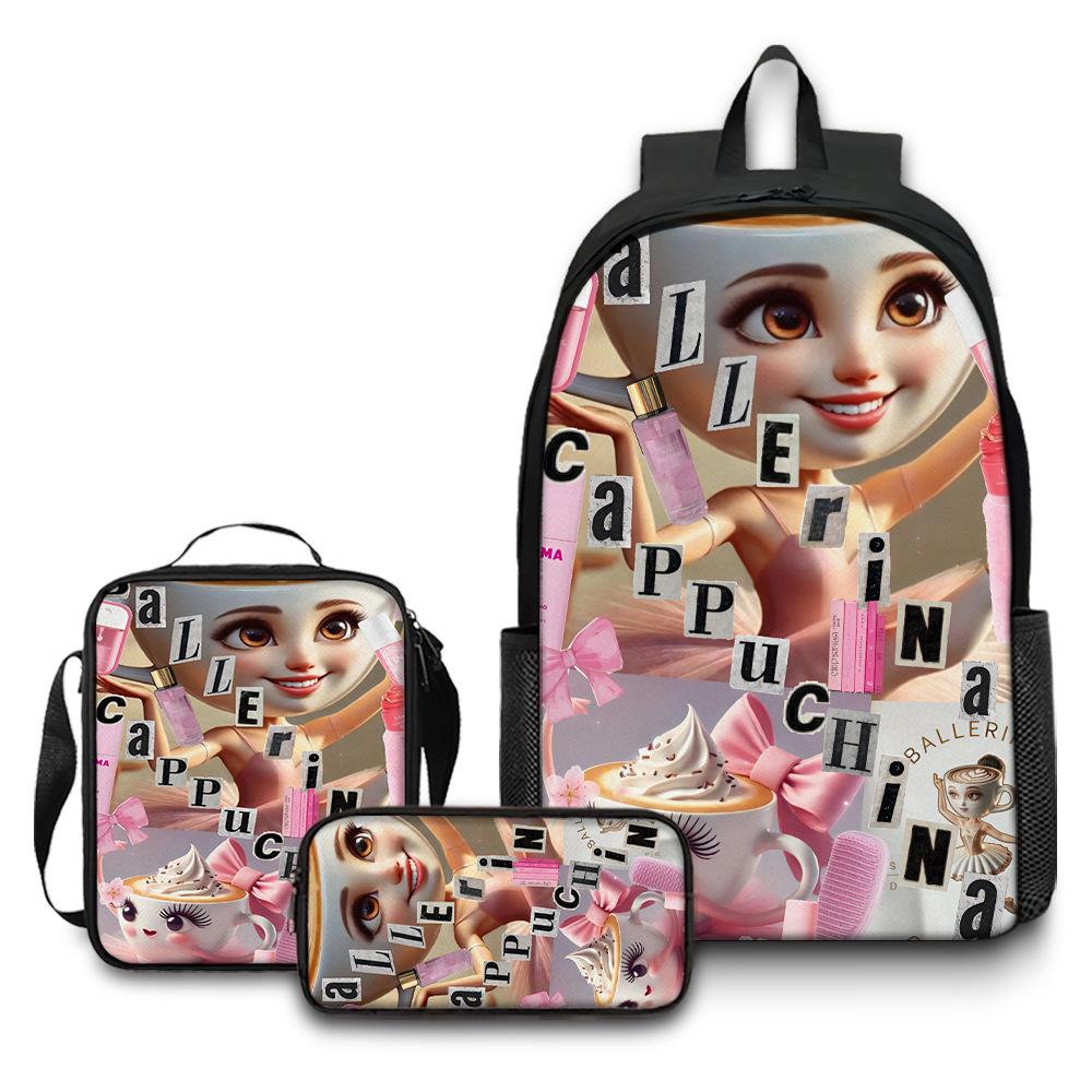 Printed Backpack Wooden Stick Man Shanhaijing School Bag Pencil Case