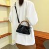 WTEMPO Einfache einfarbige Holzgriff Falten Wolke Kleine Handtaschen Mini Einzelne Schulter Umhängetaschen Handtaschen