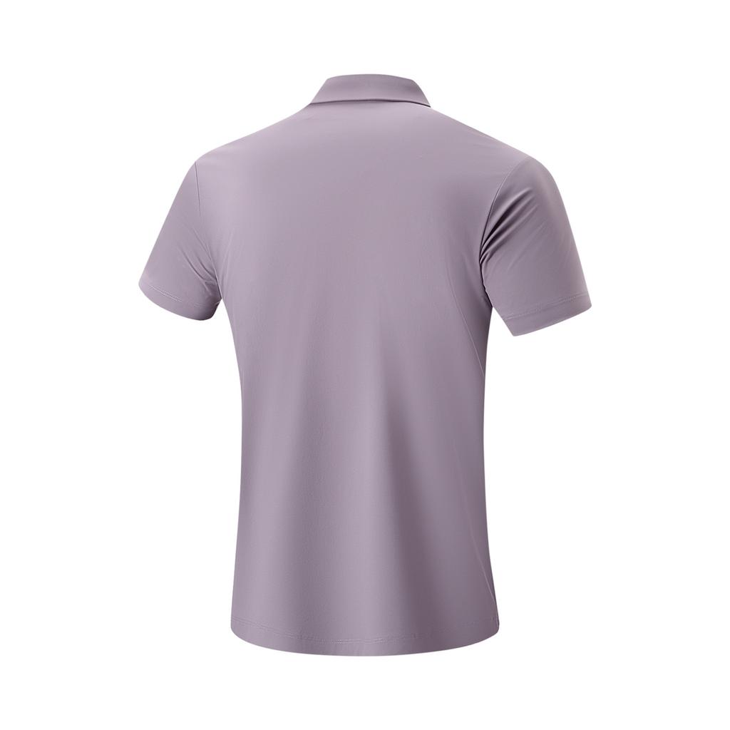 Li Ning Fitness Series Solid Color Comfortable Versatile Breathable Casual Sports Polo Shirt Men Tops Lobster-Purple APLU003-7