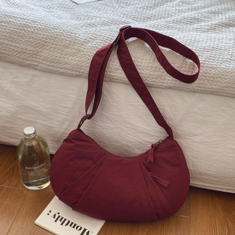 

Нейлоновая сумка через плечо в корейском стиле, легкая спортивная сумка-мессенджер на молнии, сумка-пельмень, мужская/женская вино красного