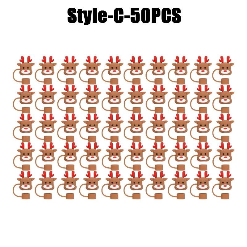 1-100PCSChristmasStraw DustCap 10mm Glass Straw Stopper Universal Water Bottle Reusable Cup Cover Accessories Holiday Party Gift