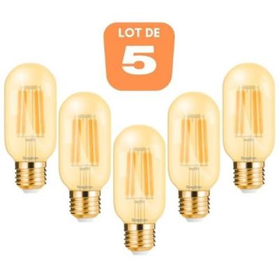 Set of 5 LED T45 Filament Bulbs 4W E27 2200K