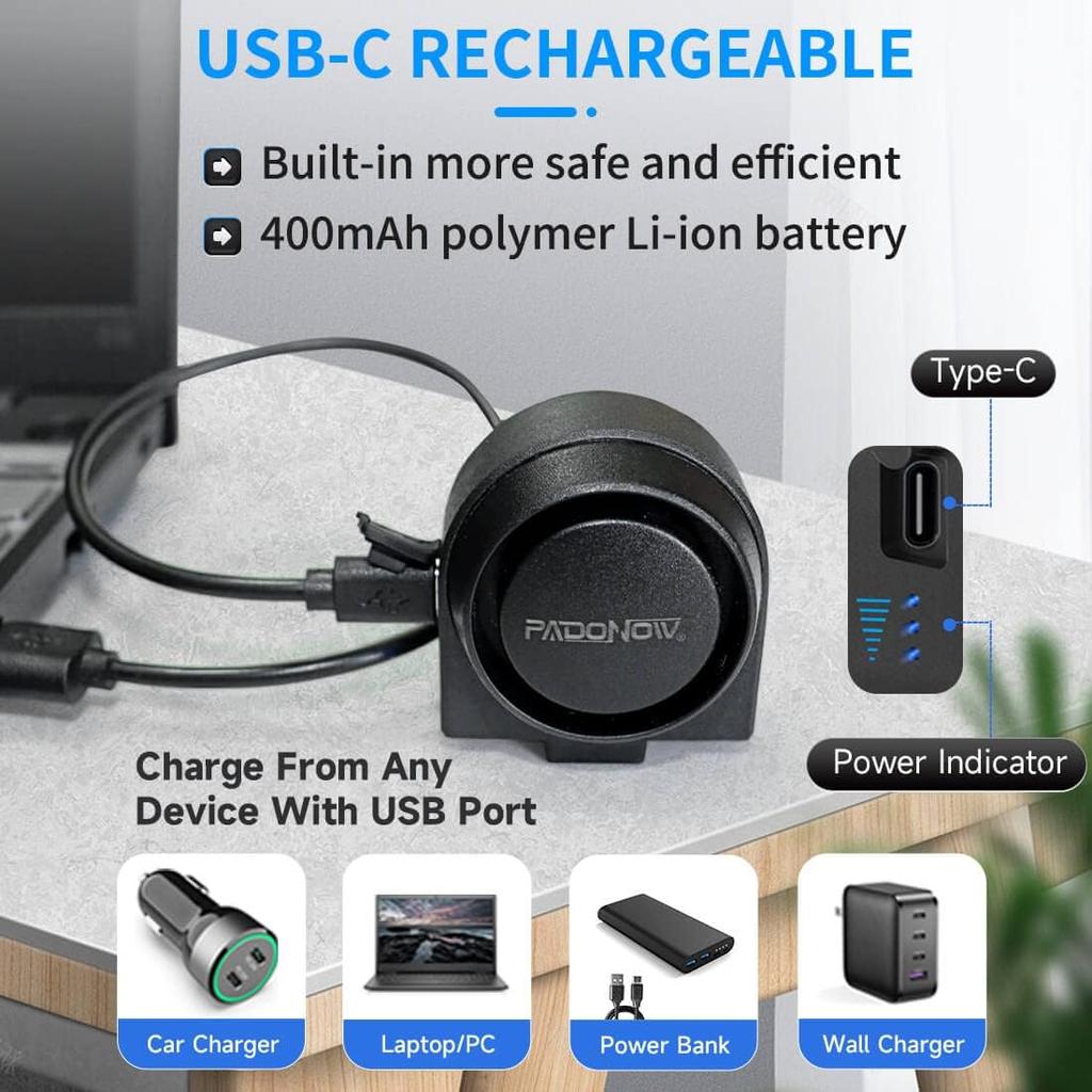 Wireless Remote Bike Alarm: 115DB Super Loud Bicycle Vibration Motion Sensor Siren Anti Theft Security System Motorcycle Alarm Waterproof USB-C