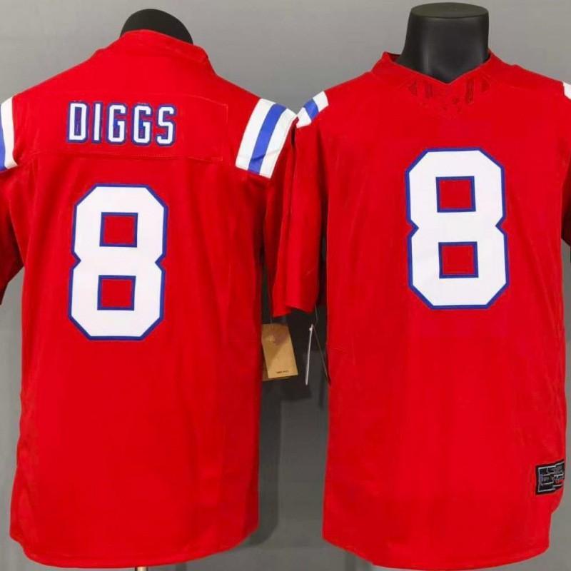 New England Patriots 8 Diggs Football Jersey Mens Fan Game Day Red White Regular Fit